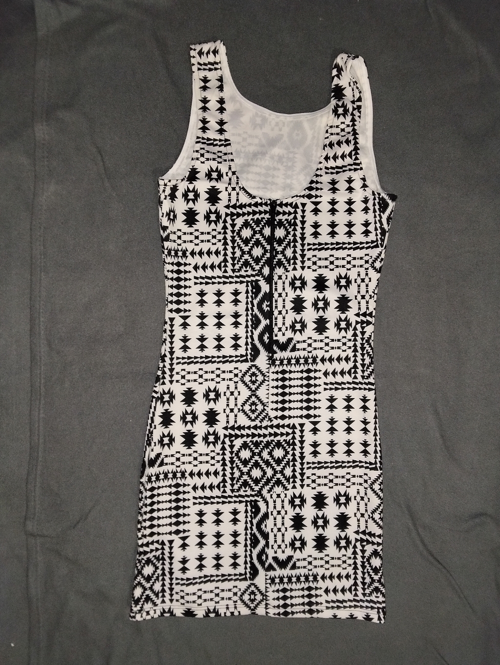Source Unknown Black & White Geometric Tank Mini Dress